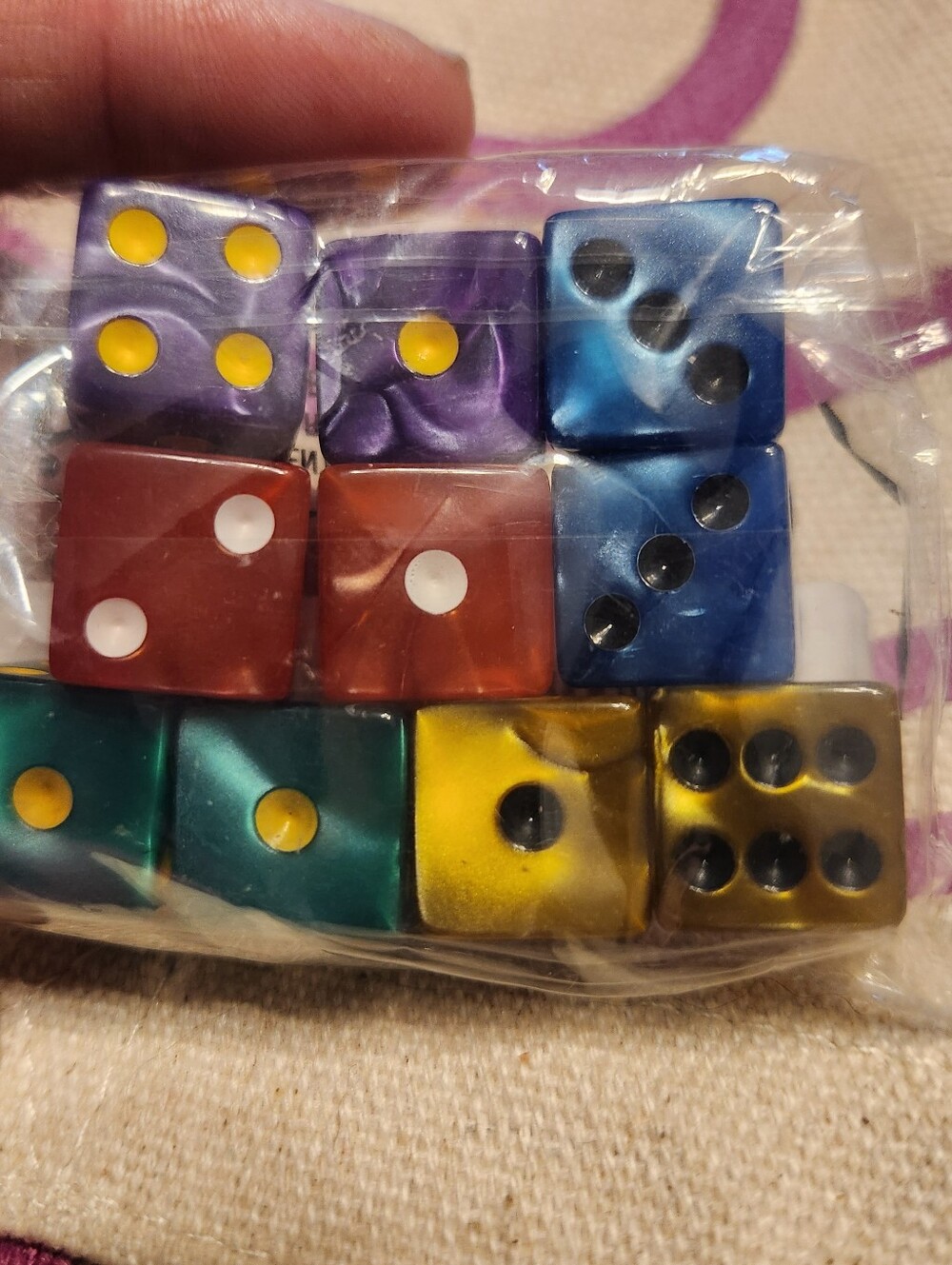 Colorful Marble Effect Dice Set - 10pc Assorted Colors